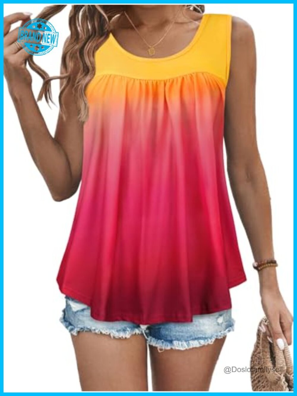 Womens Tank Top Sleeveless Pleated Front Loose Fit Tunic Summer Shirt